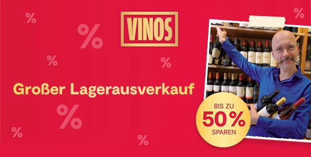 Großer Lagerausverkauf bei vinos – mit bis zu 50% Rabatt